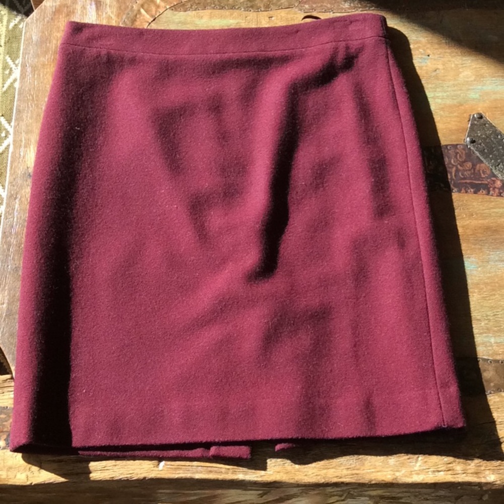 J.Crew Cranberry Wool Pencil Skirt